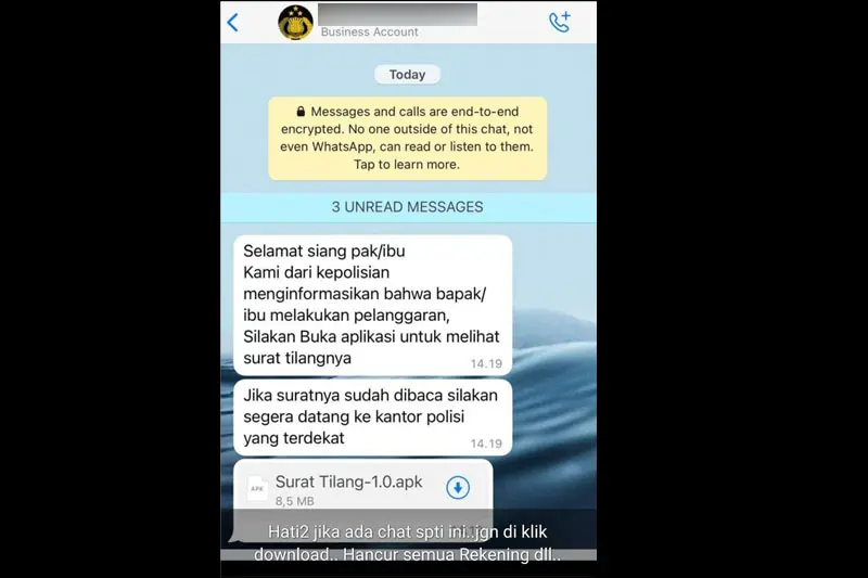 penipuan tilang di whatsapp melalui aplikasi